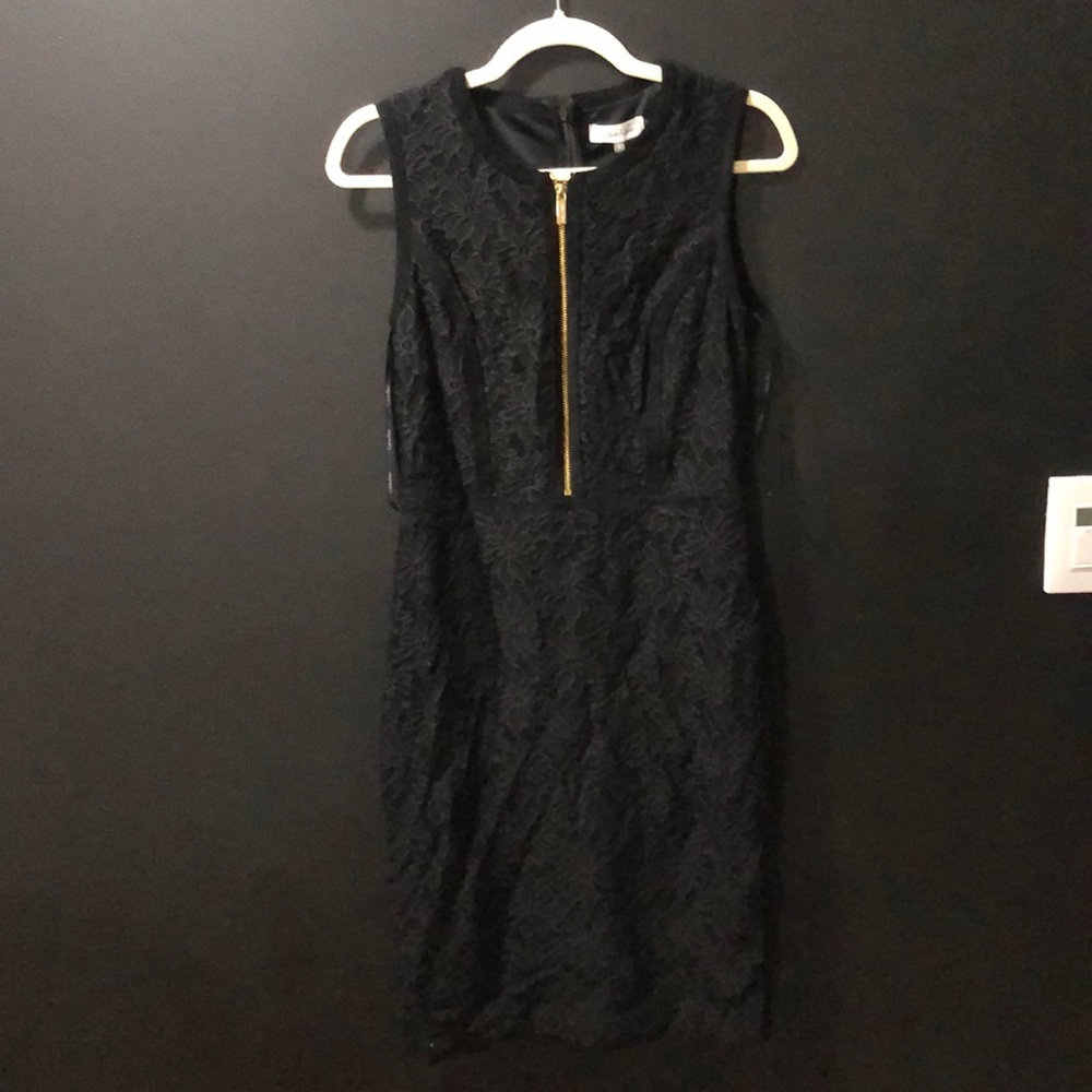 Calvin Klein black floral lace sheath dress